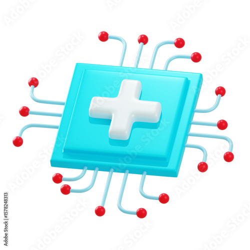 Health Chip Health Tecnology 3D Illustration