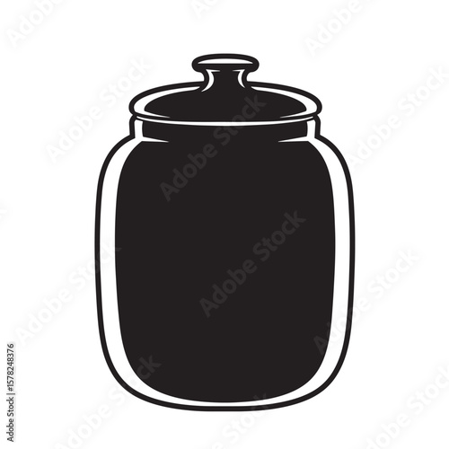 Black ceramic jar with lid white