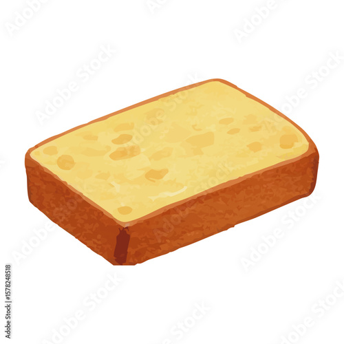 Vector watercolor illustration / 水彩テイストのスポンジケーキイラスト（カステラ・パウンドケーキ）