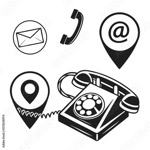 Vintage communication icons set