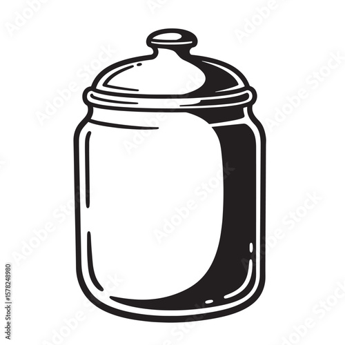 Black glass jar with lid storage container