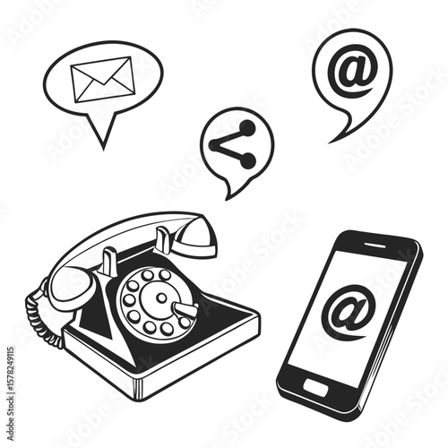 Vintage communication tools illustration