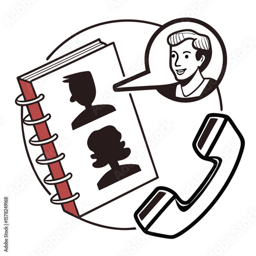 Vintage contact book and telephone illustration