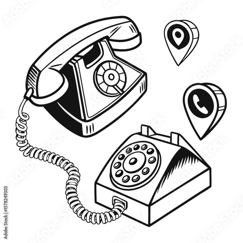 Vintage rotary phone graphic design