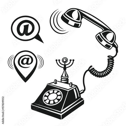 Vintage telephone and email symbols