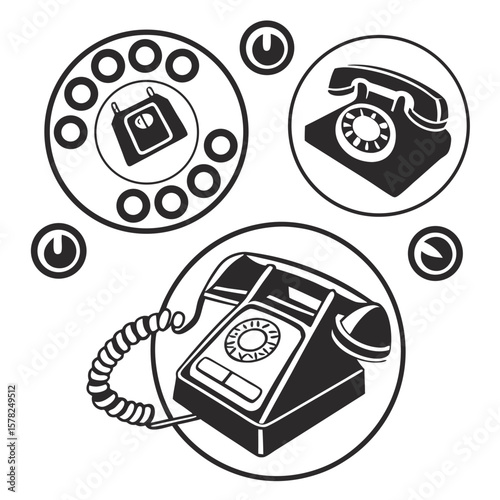 Vintage telephone designs illustration