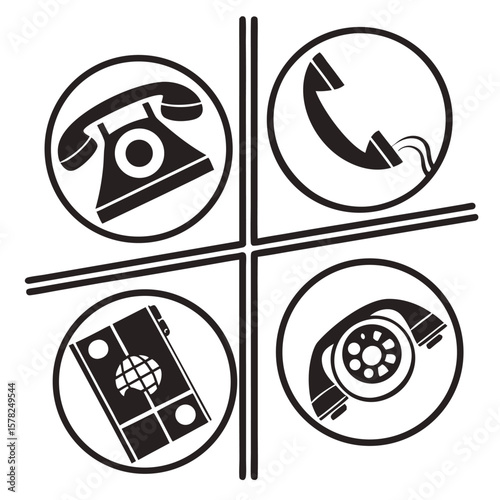 Vintage telephone icons graphic design