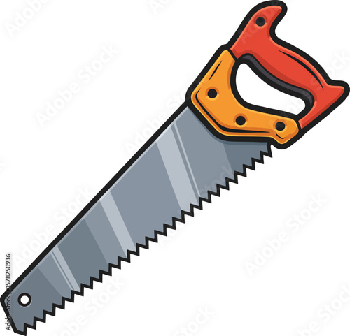 Saw colorful illustration isolated on transparent background