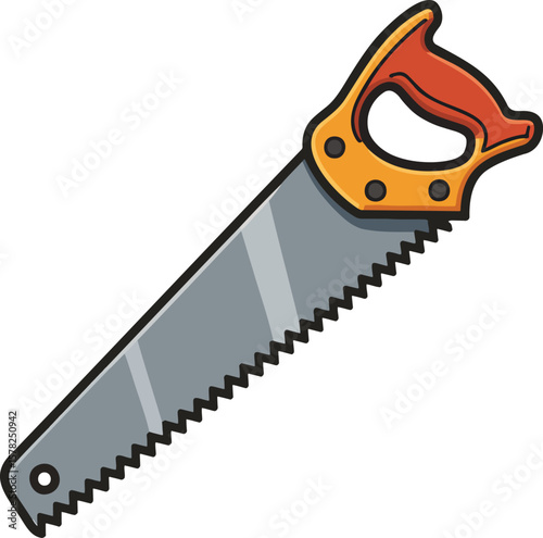 Saw colorful illustration isolated on transparent background