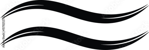 Two parallel black curved lines resembling waves on a white background in a simple design