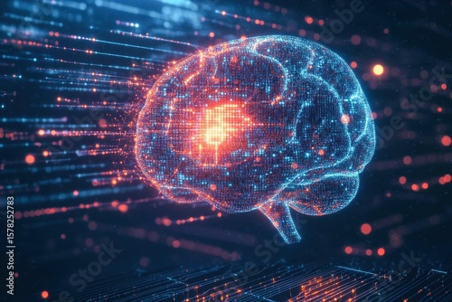 glowing digital tunnel visualizing data transfer from business core to AI mind