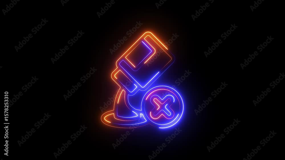 Glowing ban icon animation, no entry sing red circle and line symbol ...