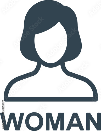 Iconographic representation of a woman with short hair and a simple outline on a light background