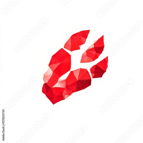 geometric lobster claw logo faceted red shapes white background