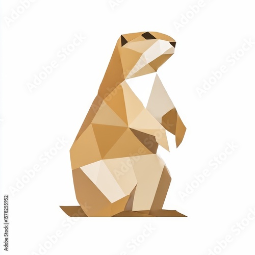 geometric prairie dog logo angular body in tan white background