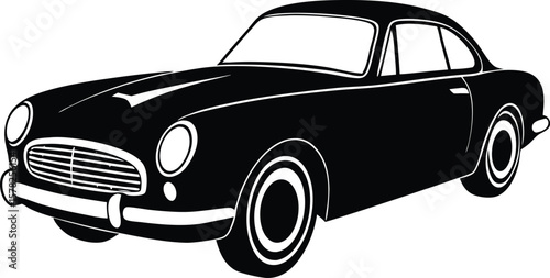 Golden age luxury coupe - Flowing fender line silhouette, EPS JPEG PNG