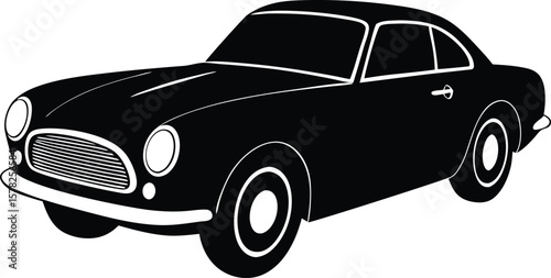Legendary 1960s GT vector - Silver screen star car outline, EPS JPEG PNG