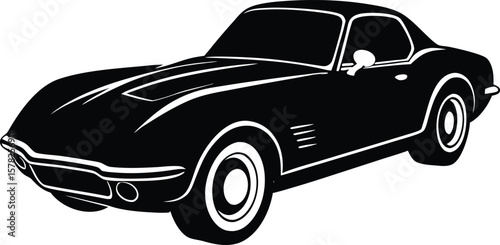 American engineering masterpiece - Dual-exhaust coupe outline, EPS JPEG PNG