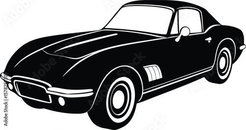 Legendary 1960s roadster vector - Retro hidden headlight outline, EPS JPEG PNG
