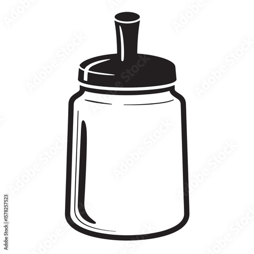 Black glass bottle with stopper white