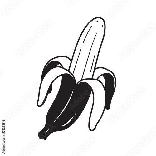 Peeled banana illustration fruit food