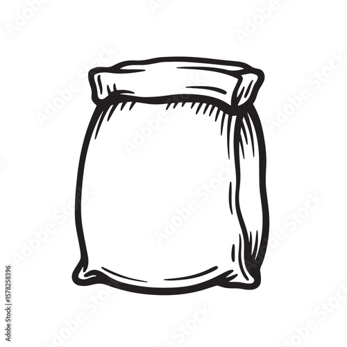 Hand drawn sketch of a burlap sack drawing illustration