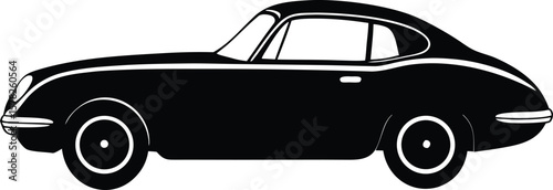 Legendary 1960s GT vector - Sleek curved roofline silhouette, EPS JPEG PNG