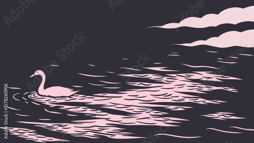 pink water background or Soft pink watery scene in dark black background vector illustration. 