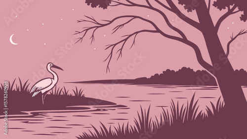 pink water background or Soft pink watery scene in dark pink background vector illustration. 
