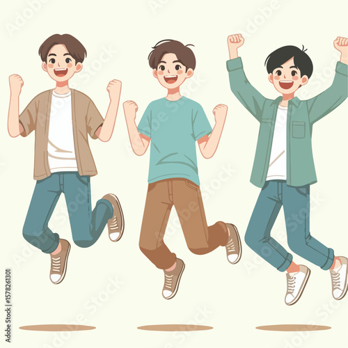 illustration of people jumping happily