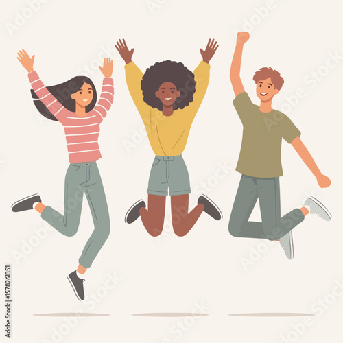 illustration of people jumping happily
