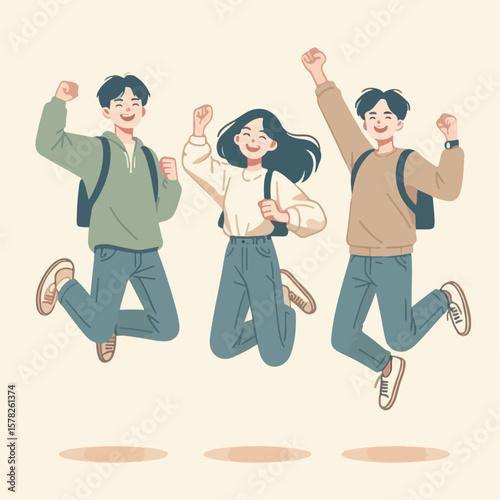 illustration of people jumping happily