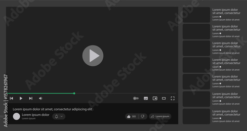 Modern multimedia player window template. Design for web and mobile apps. Vector illustration 