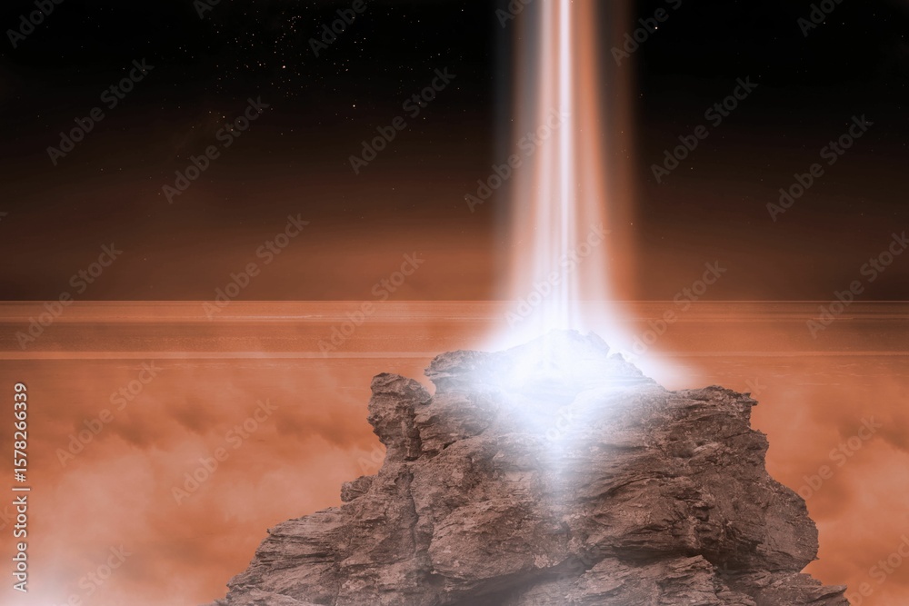 Obraz premium Rocky landscape with light beam