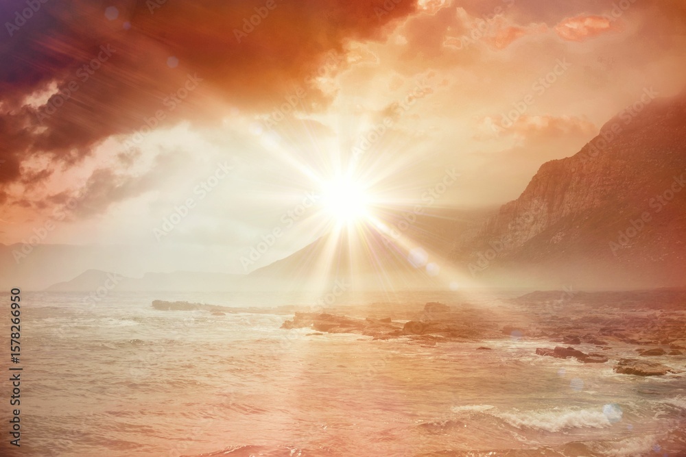 Obraz premium Digital composite of Sunrise over magical sea