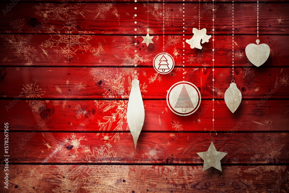 Obraz premium Christmas decorations over wood