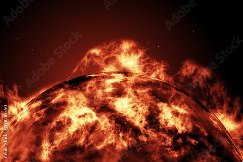Fototapeta Naklejka Na Ścianę i Meble -  Large fire ball of the sun with earth