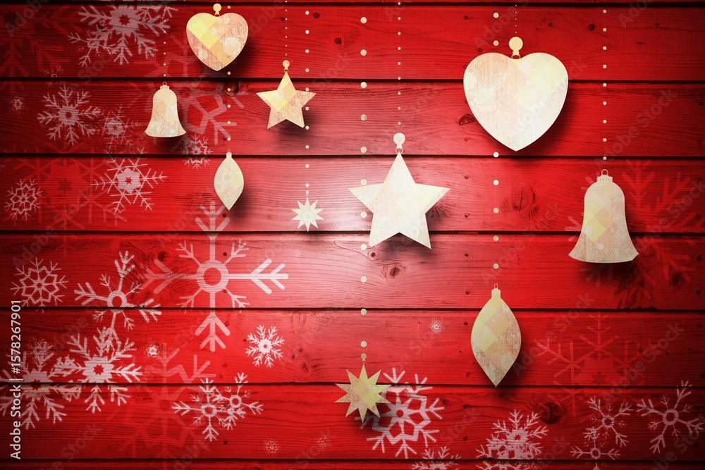 Obraz premium Christmas decorations over wood