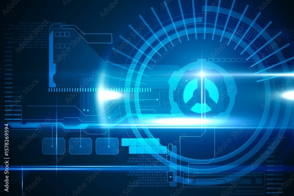 Obraz premium Blue technology interface with dial