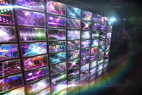 Screen collage showing disco images