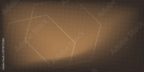 Geometric hexagonal shape. Heptagon geometric symbol. Editable stroke. Dotted grain background.