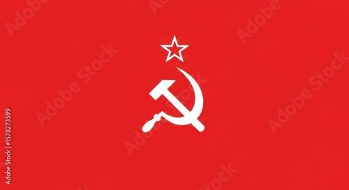 Red flag with hammer sickle and star a symbol of communism and socialism