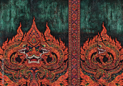 Local vintage deails art naga or big snakes pattern fashion. fabric silk , backgrounds, beauty, fashion, square, graphic, element, elegant, decor, backgrounds, Thai, god, Indonesia, art, art deco .