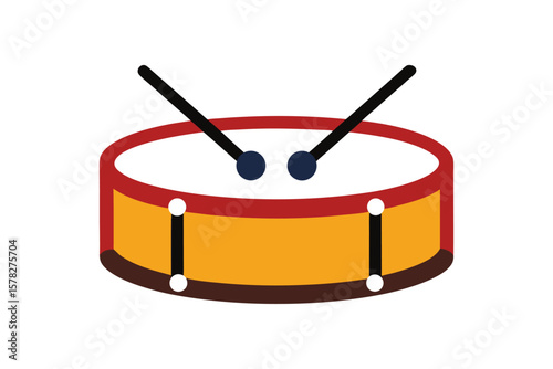 The Snare Drum With Two Sticks On White