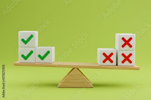 Pros and cons on scales. Risk planning. Evaluating possible profit and losses. Pluses and minuses for questions. Make a choice despite on benefits and drawbacks.