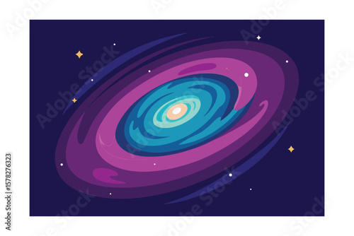 Vector Illustration Of A Starry Galaxy Spiral Nebula