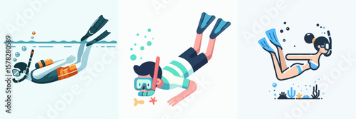 vector illustration of a person snorkeling