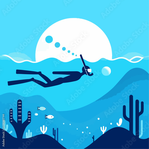 vector illustration of a person snorkeling