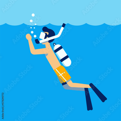 vector illustration of a person snorkeling