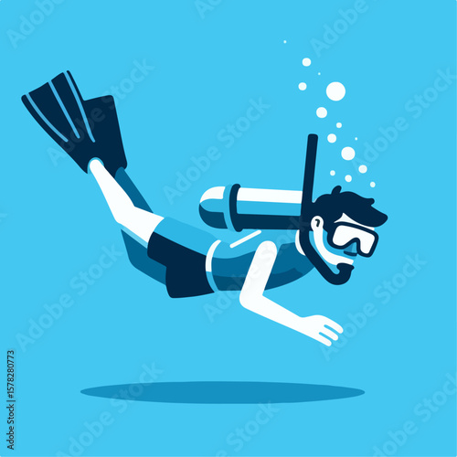 vector illustration of a boy snorkeling